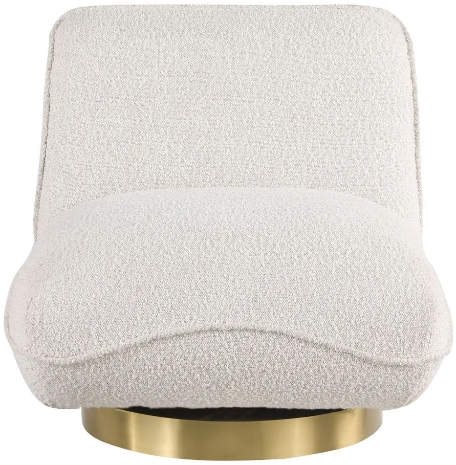 Geneva Boucle Fabric Swivel Accent Chair in Cream by Meridian Furniture