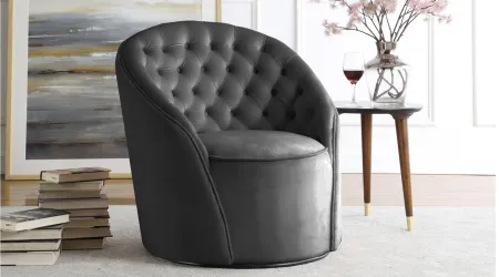 Alessio Velvet Accent Chair in Grey by Meridian Furniture