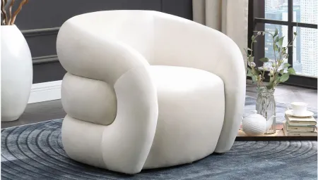 Roxbury Velvet Accent Chair in Cream by Meridian Furniture