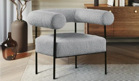 Blake Boucle Fabric Accent Chair in Grey by Meridian Furniture