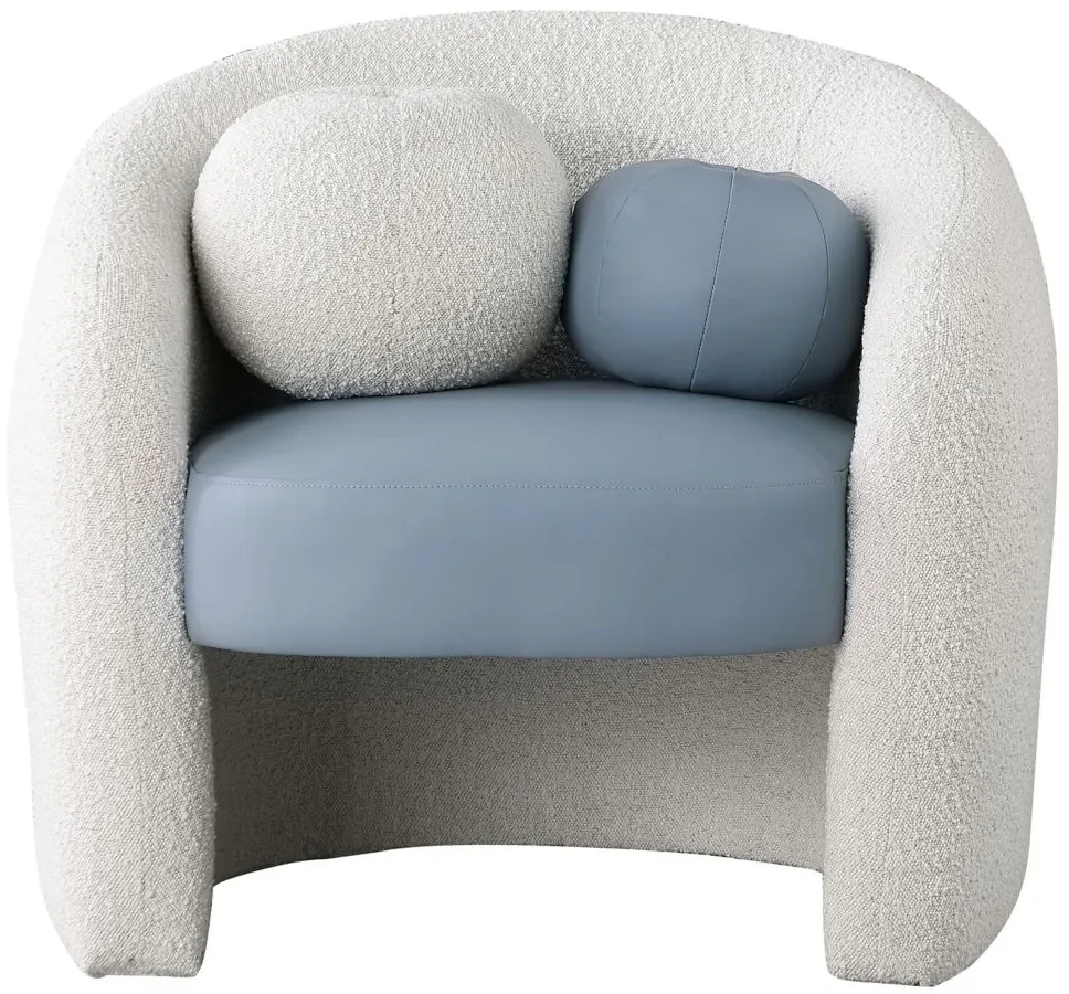 Acadia Faux Leather/Boucle Fabric Accent Chair in Blue by Meridian Furniture