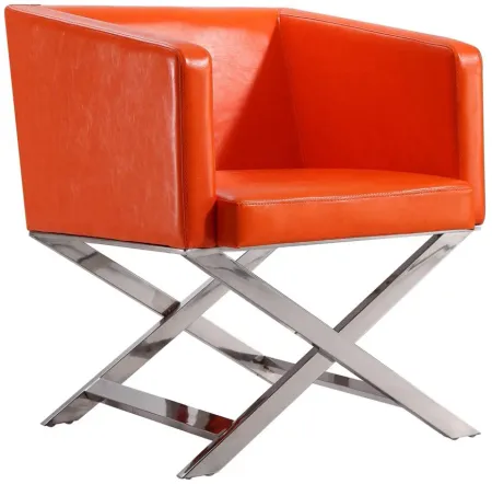 Hollywood Lounge Accent Chair (Set of 2) in Orange and Polished Chrome by Manhattan Comfort