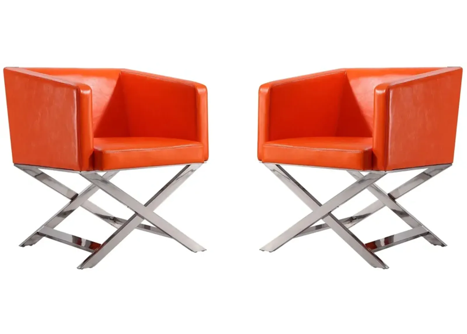 Hollywood Lounge Accent Chair (Set of 2) in Orange and Polished Chrome by Manhattan Comfort