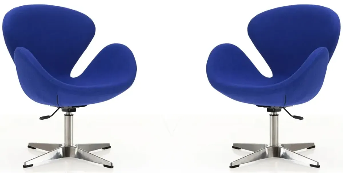 Raspberry Adjustable Swivel Chair (Set of 2) in Blue and Polished Chrome by Manhattan Comfort