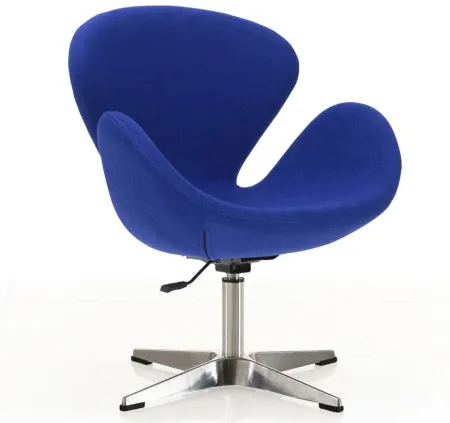 Raspberry Adjustable Swivel Chair (Set of 2) in Blue and Polished Chrome by Manhattan Comfort