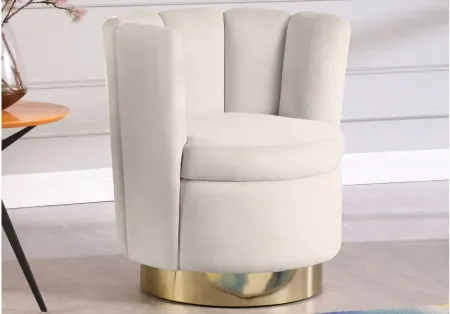 Lily Velvet Accent Chair in Cream by Meridian Furniture
