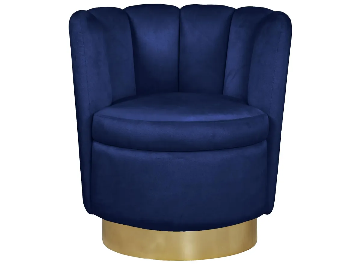 Lily Velvet Accent Chair in Navy by Meridian Furniture