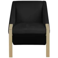 Rivet Velvet Accent Chair in Black by Meridian Furniture
