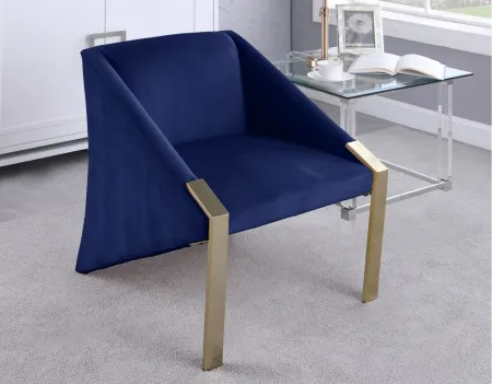 Rivet Velvet Accent Chair in Navy by Meridian Furniture
