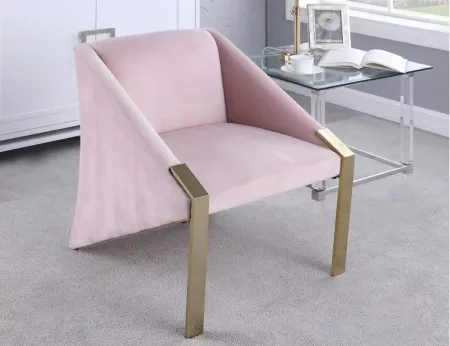 Rivet Velvet Accent Chair in Pink by Meridian Furniture