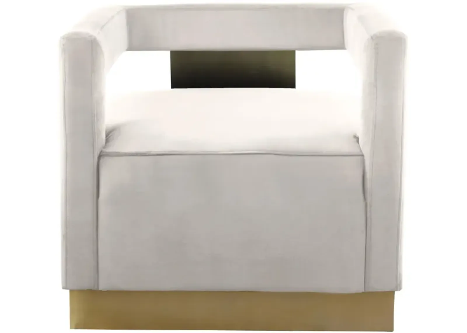 Armani Velvet Accent Chair in Cream by Meridian Furniture