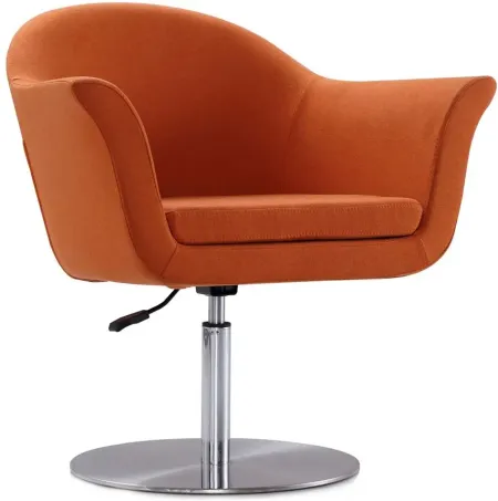 Voyager Swivel Adjustable Accent Chair in Orange and Brushed Metal by Manhattan Comfort
