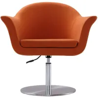 Voyager Swivel Adjustable Accent Chair in Orange and Brushed Metal by Manhattan Comfort