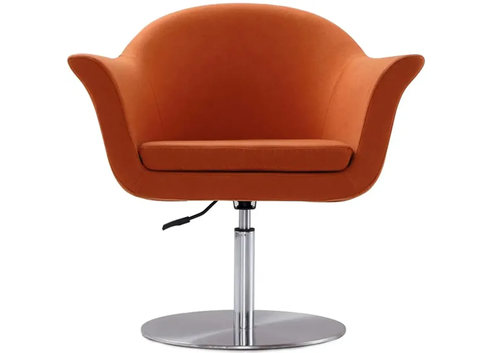 Voyager Swivel Adjustable Accent Chair in Orange and Brushed Metal by Manhattan Comfort