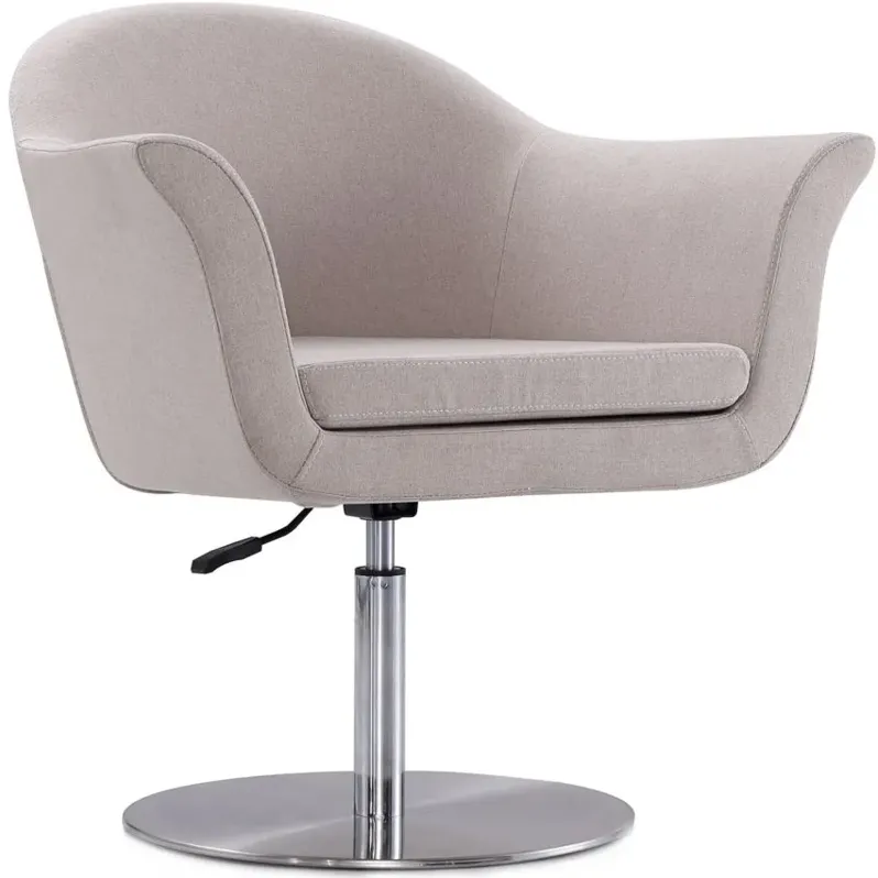 Voyager Swivel Adjustable Accent Chair in Barley and Brushed Metal by Manhattan Comfort