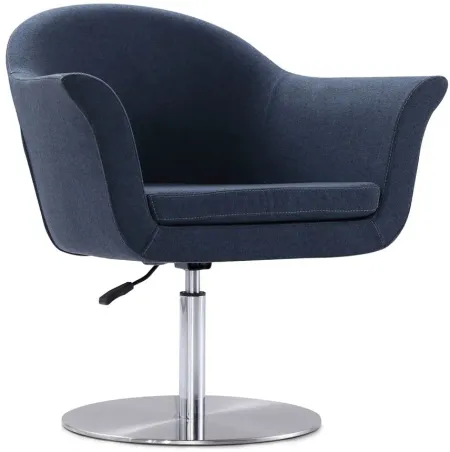 Voyager Swivel Adjustable Accent Chair in Smokey Blue and Brushed Metal by Manhattan Comfort