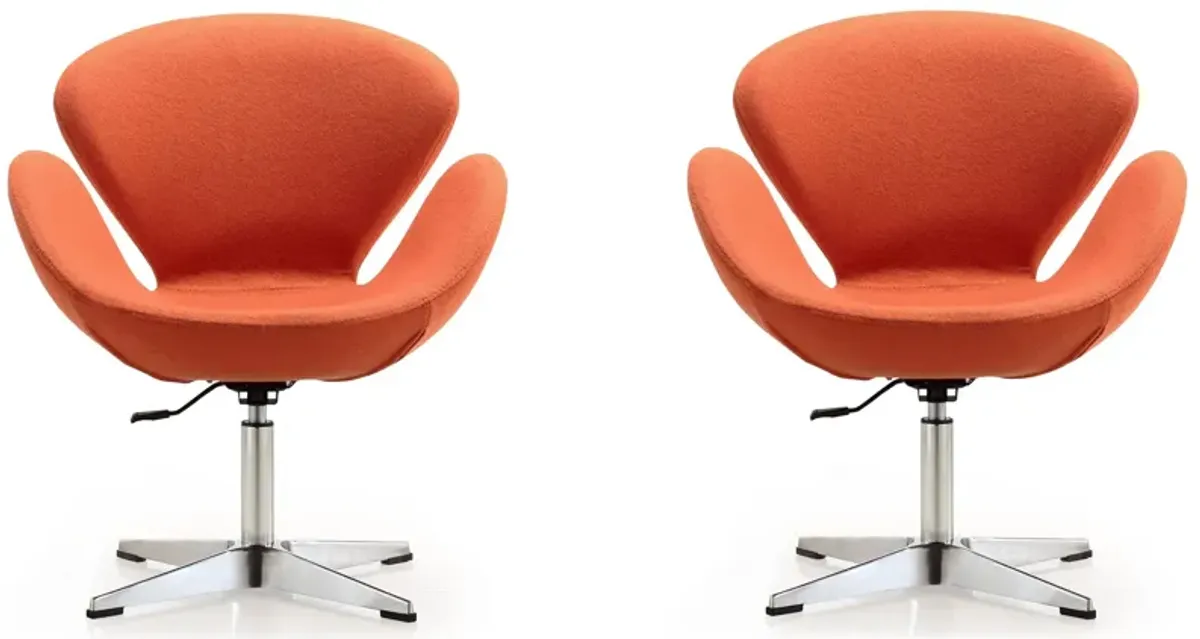 Raspberry Adjustable Swivel Chair (Set of 2) in Orange and Polished Chrome by Manhattan Comfort