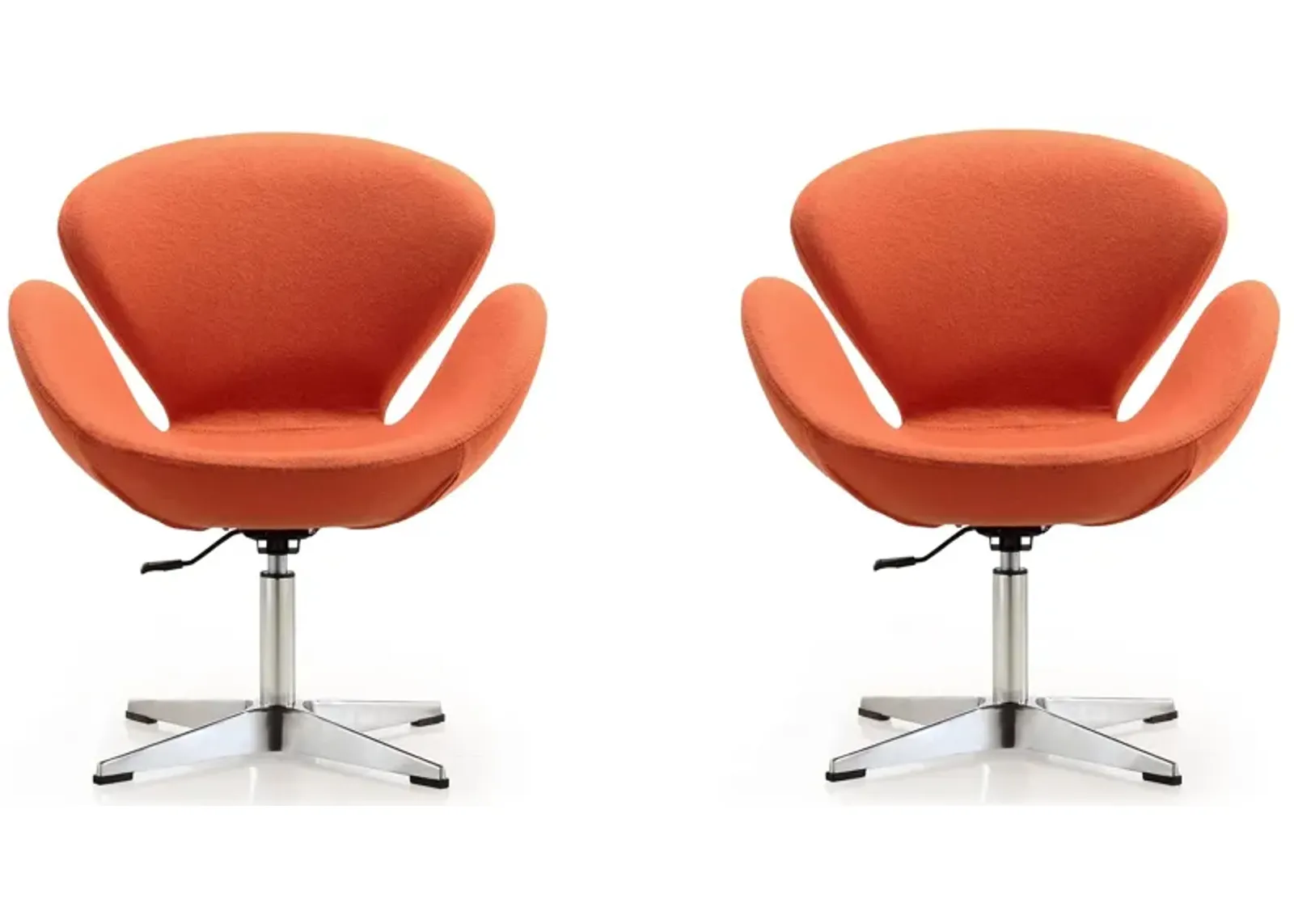 Raspberry Adjustable Swivel Chair (Set of 2) in Orange and Polished Chrome by Manhattan Comfort