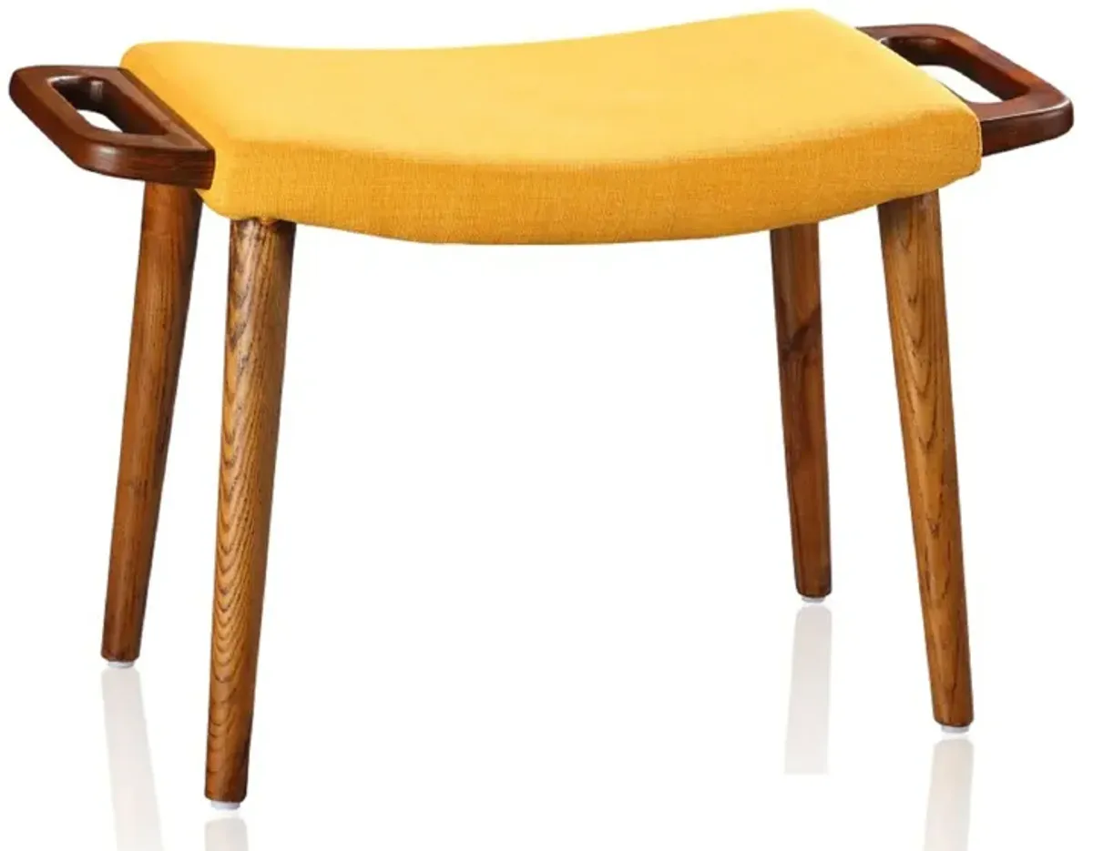 Geta Ottoman in Yellow and Antique Walnut by Manhattan Comfort