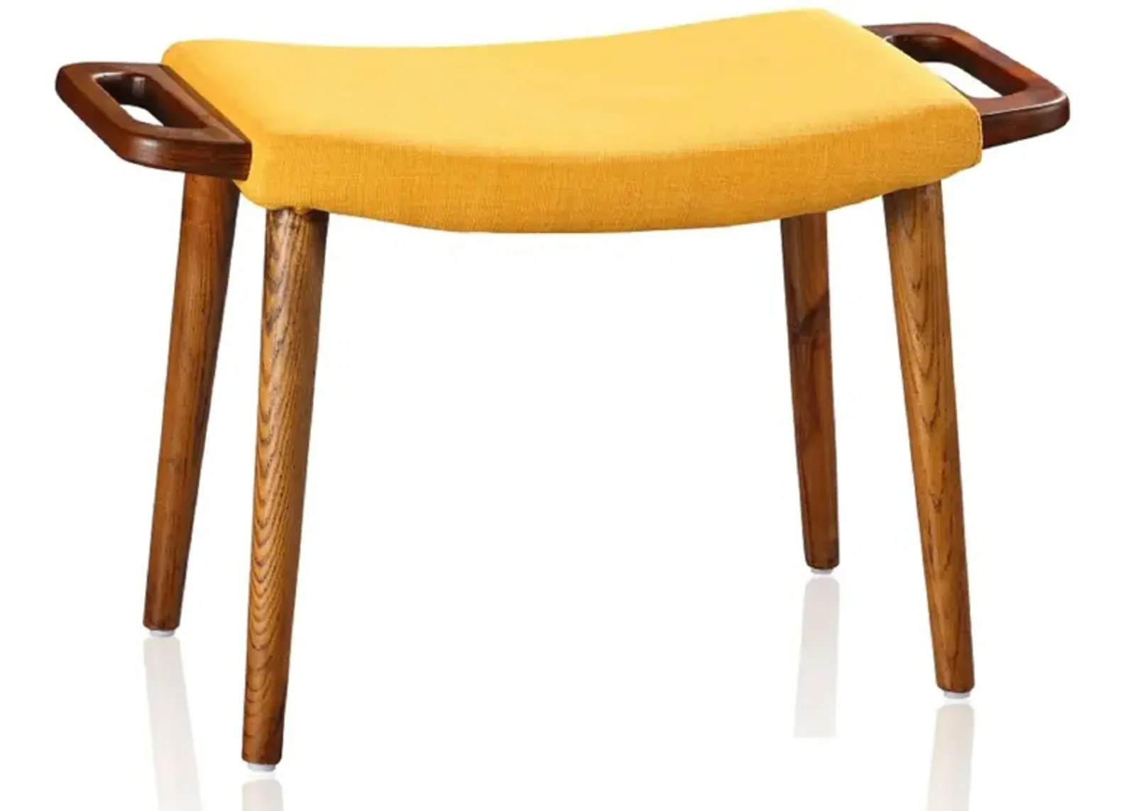 Geta Ottoman in Yellow and Antique Walnut by Manhattan Comfort