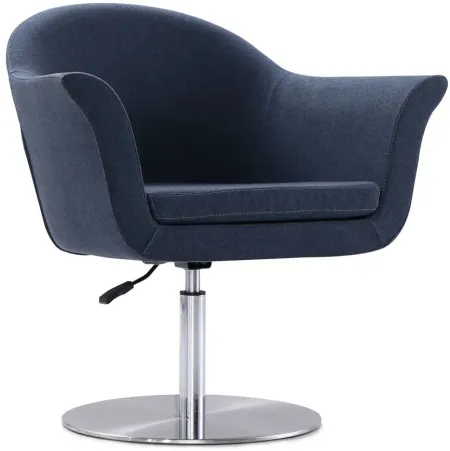 Voyager Swivel Adjustable Accent Chair (Set of 2) in Smokey Blue and Brushed Metal by Manhattan Comfort