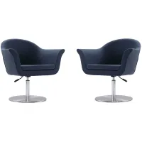 Voyager Swivel Adjustable Accent Chair (Set of 2) in Smokey Blue and Brushed Metal by Manhattan Comfort