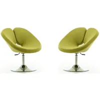 Perch Adjustable Chair (Set of 2) in Green and Polished Chrome by Manhattan Comfort