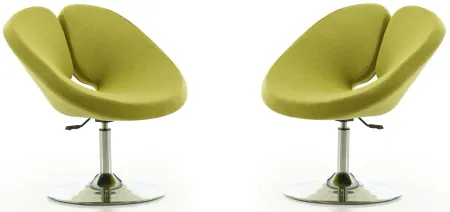 Perch Adjustable Chair (Set of 2) in Green and Polished Chrome by Manhattan Comfort