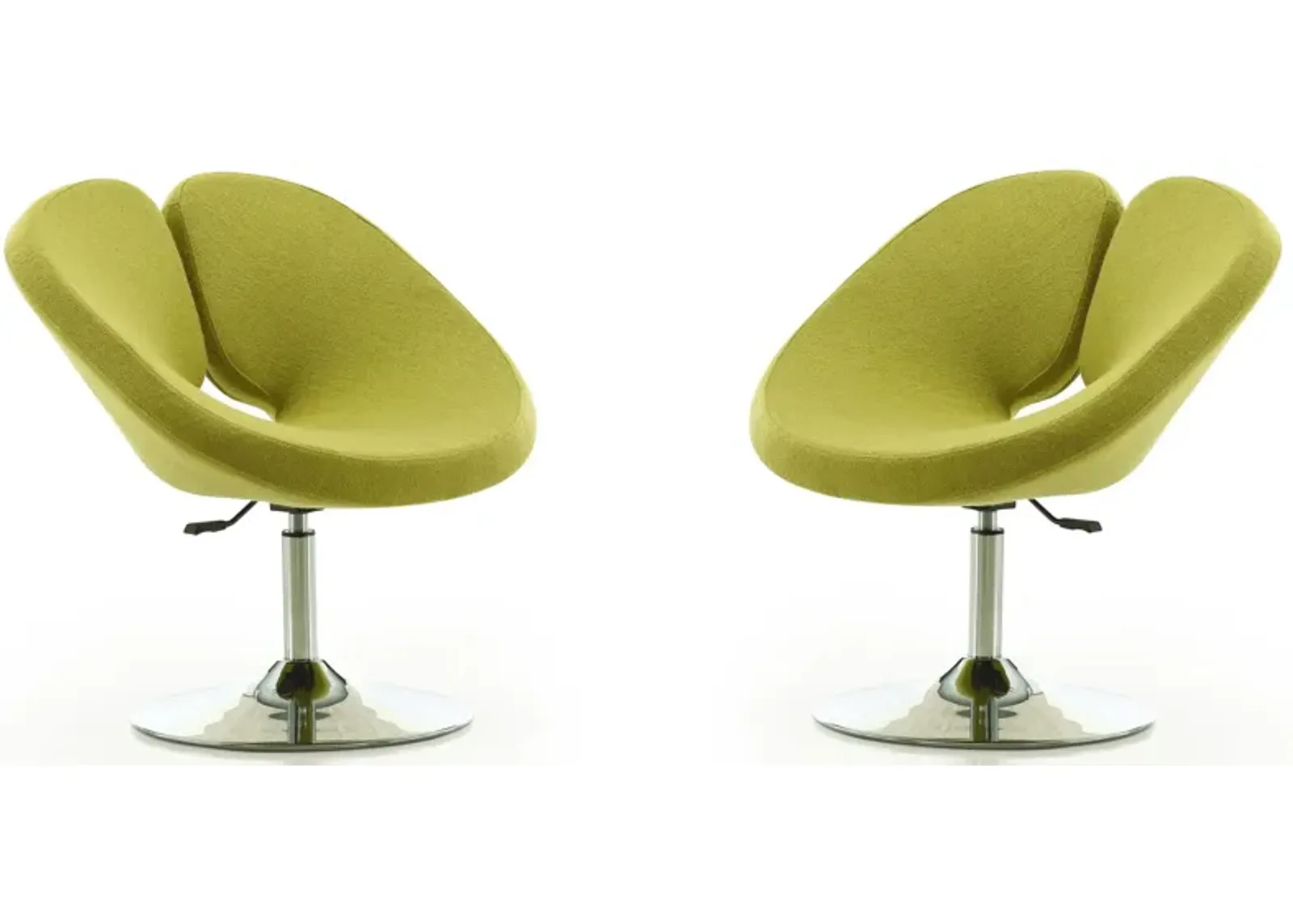 Perch Adjustable Chair (Set of 2) in Green and Polished Chrome by Manhattan Comfort