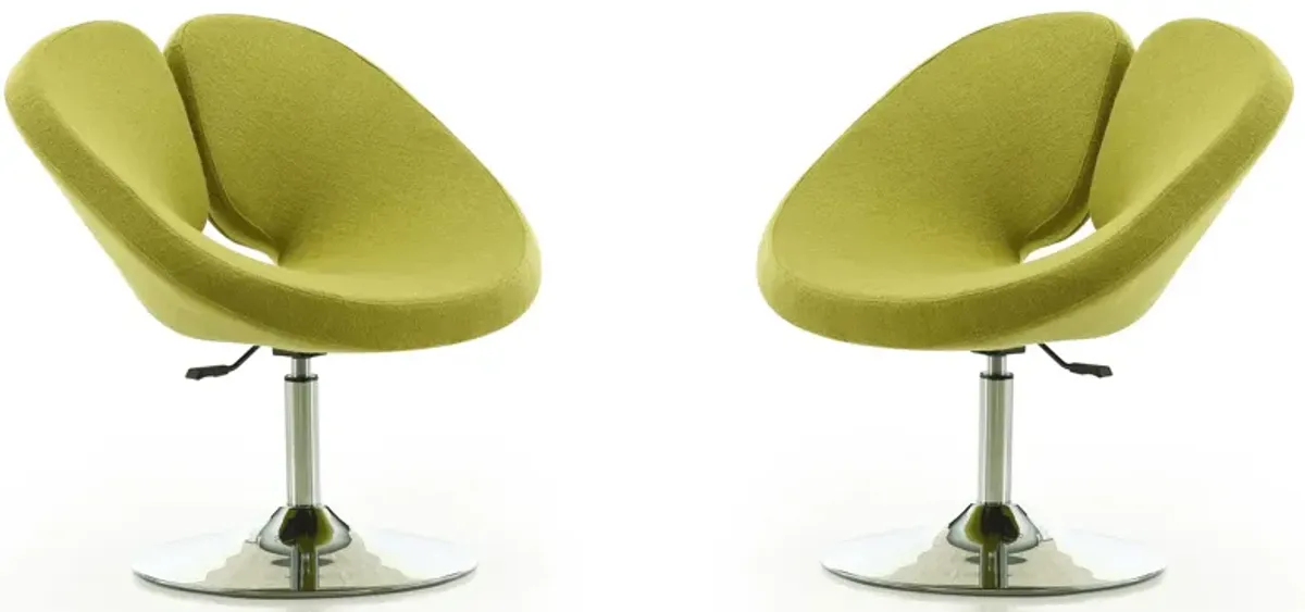 Perch Adjustable Chair (Set of 2) in Green and Polished Chrome by Manhattan Comfort