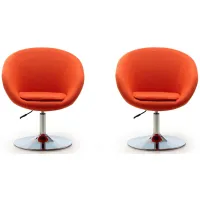 Hopper Swivel Adjustable Height Chair (Set of 2) in Orange and Polished Chrome by Manhattan Comfort