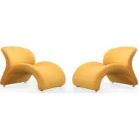 Rosebud Accent Chair (Set of 2) in Yellow by Manhattan Comfort