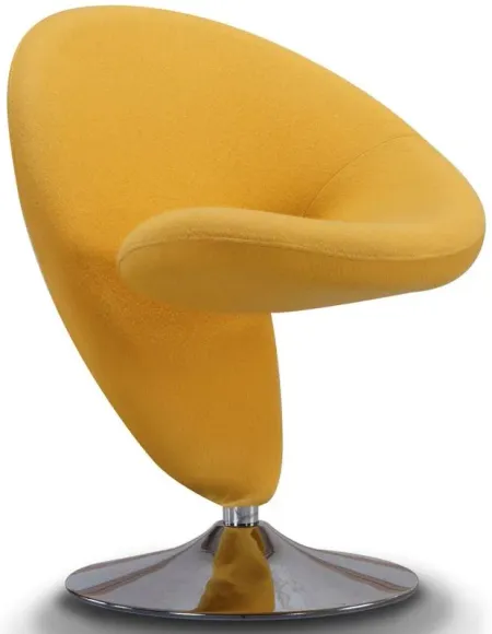 Curl Swivel Accent Chair (Set of 2) in Yellow and Polished Chrome by Manhattan Comfort