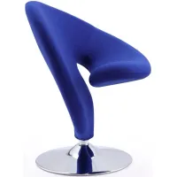 Curl Swivel Accent Chair (Set of 2) in Blue and Polished Chrome by Manhattan Comfort