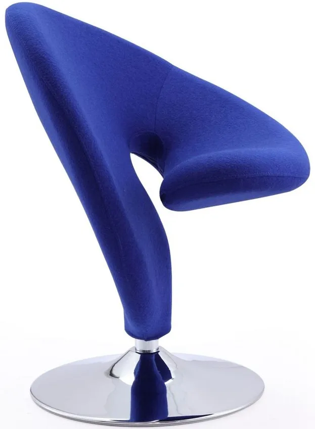 Curl Swivel Accent Chair (Set of 2) in Blue and Polished Chrome by Manhattan Comfort
