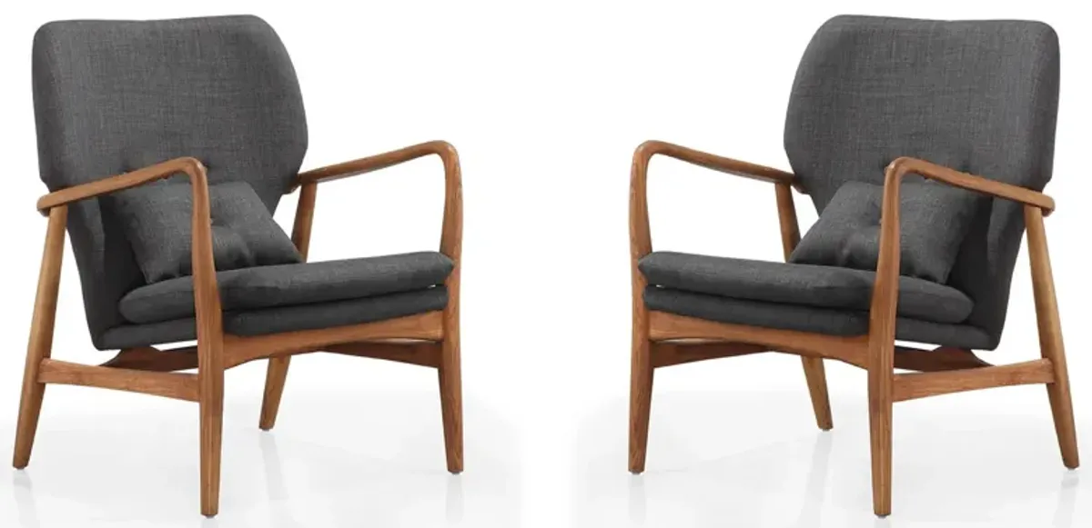 Bradley Accent Chair (Set of 2) in Charcoal and Walnut by Manhattan Comfort