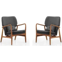 Bradley Accent Chair (Set of 2) in Charcoal and Walnut by Manhattan Comfort