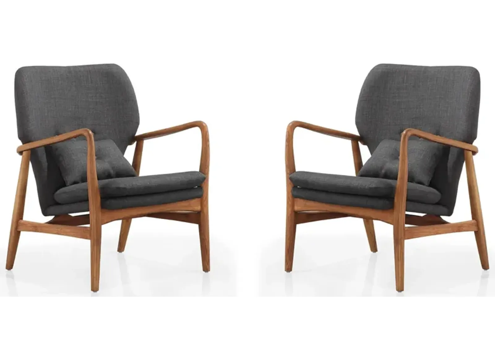 Bradley Accent Chair (Set of 2) in Charcoal and Walnut by Manhattan Comfort