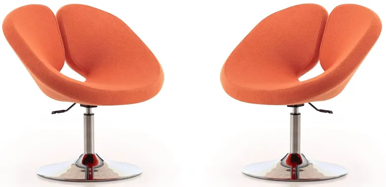 Perch Adjustable Chair (Set of 2) in Orange and Polished Chrome by Manhattan Comfort