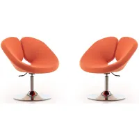 Perch Adjustable Chair (Set of 2) in Orange and Polished Chrome by Manhattan Comfort