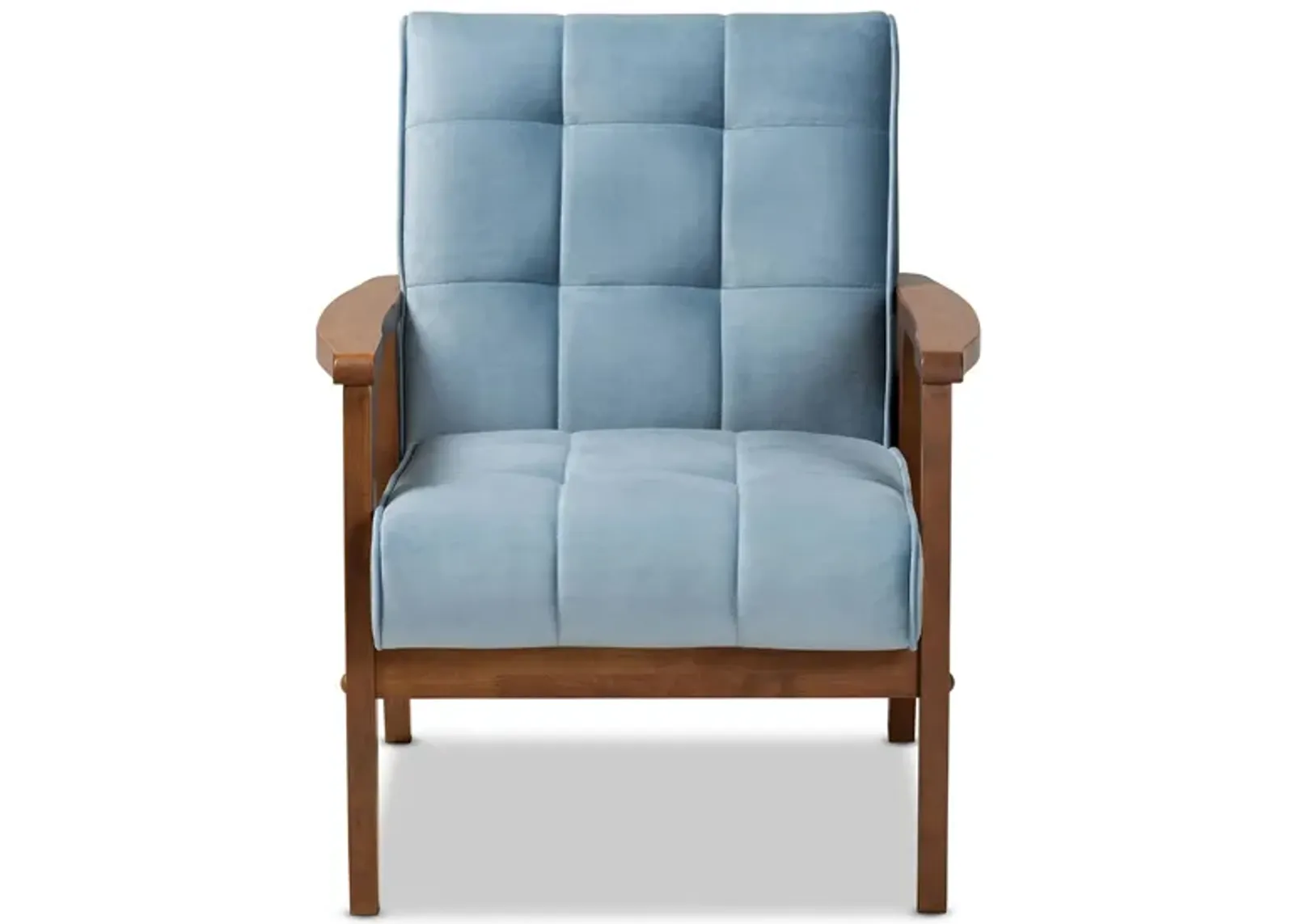 Asta Wood Armchair in Light Blue/Walnut by Wholesale Interiors