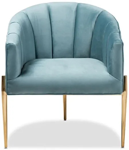 Clarisse Accent Chair in Light Blue/Gold by Wholesale Interiors