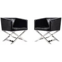 Hollywood Lounge Accent Chair (Set of 2) in Black and Polished Chrome by Manhattan Comfort