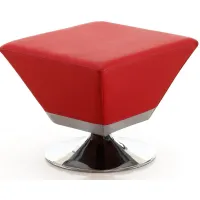 Diamond Swivel Ottoman in Red and Polished Chrome by Manhattan Comfort