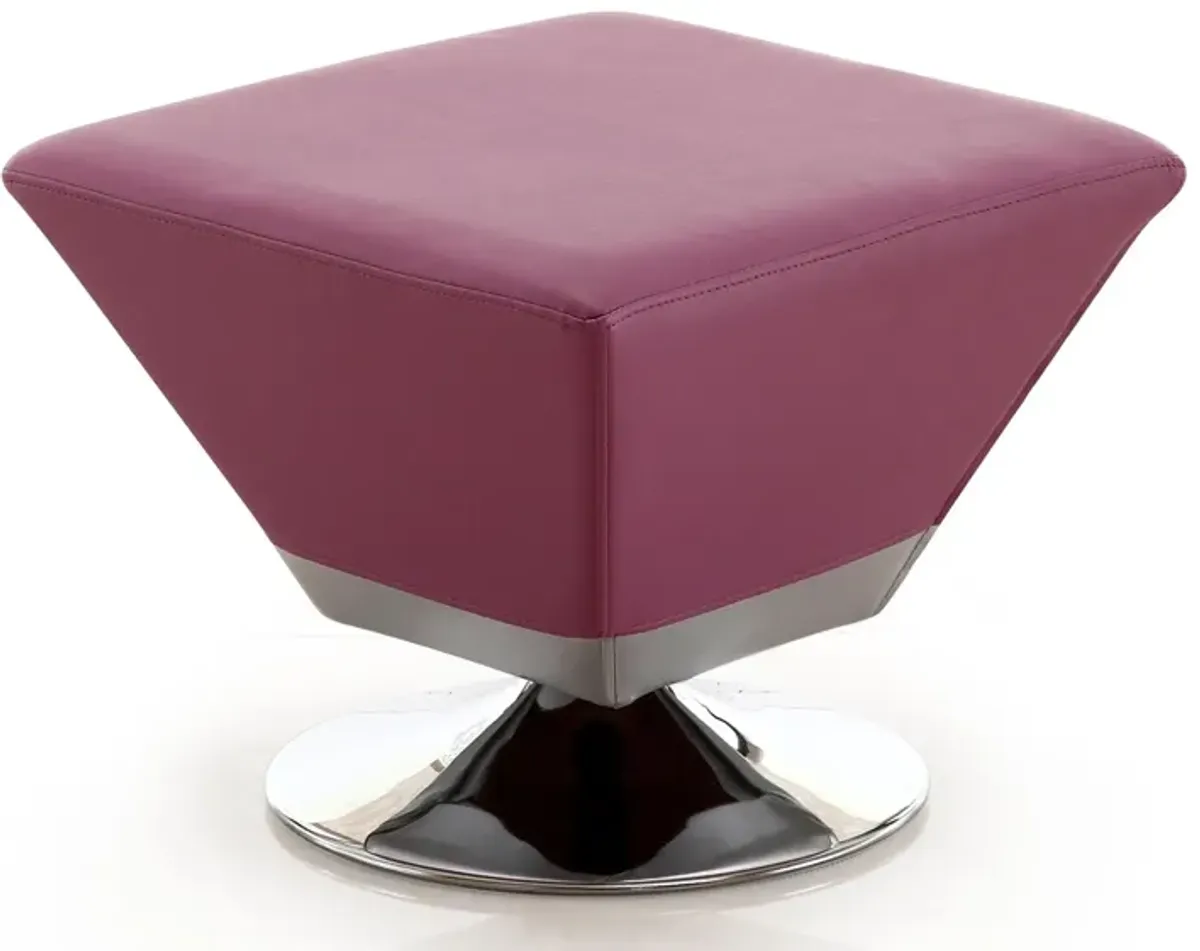 Diamond Swivel Ottoman in Purple and Polished Chrome by Manhattan Comfort