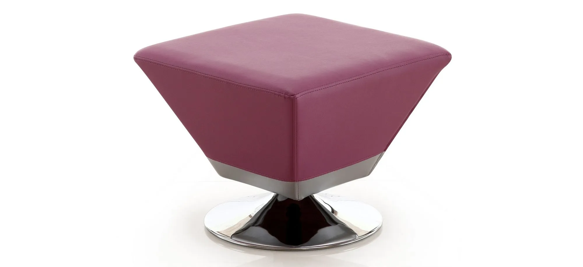 Diamond Swivel Ottoman in Purple and Polished Chrome by Manhattan Comfort