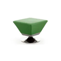 Diamond Swivel Ottoman in Green and Polished Chrome by Manhattan Comfort