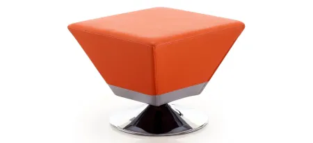 Diamond Swivel Ottoman in Orange and Polished Chrome by Manhattan Comfort
