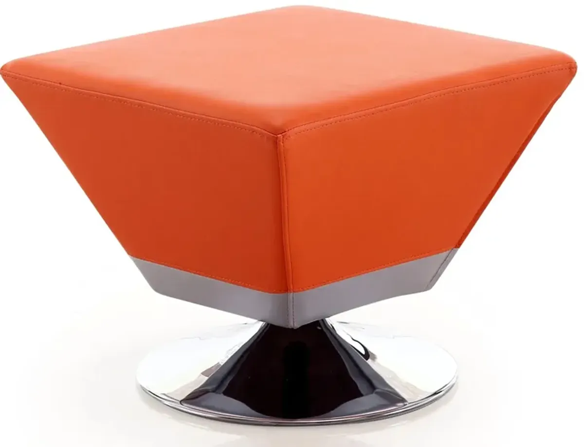 Diamond Swivel Ottoman in Orange and Polished Chrome by Manhattan Comfort