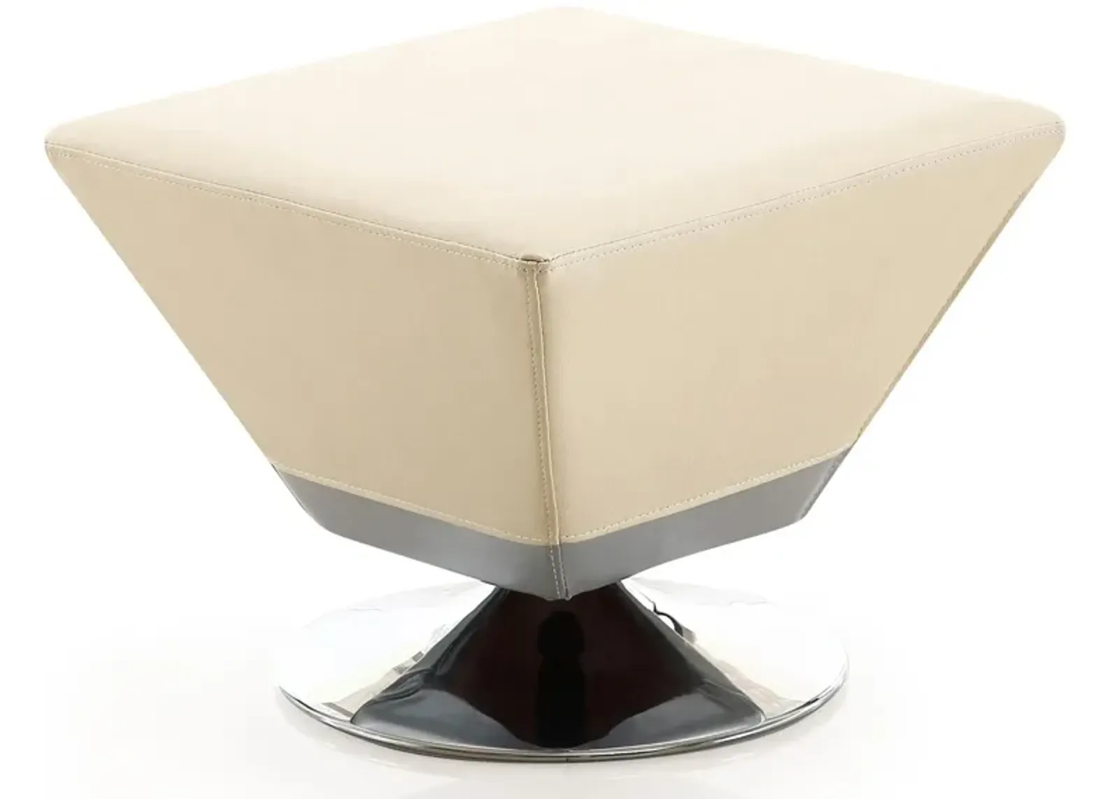 Diamond Swivel Ottoman in Tan and Polished Chrome by Manhattan Comfort